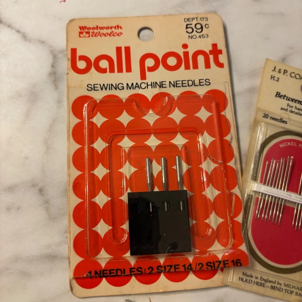 Vintage Sewing Needle Lot Woolworth Woolco Ball Point Schmetz J&P Coats Quilting